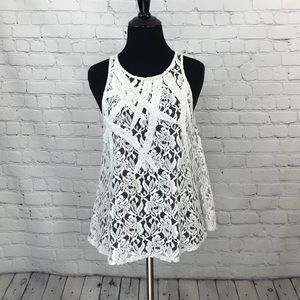 Top Shop Lace Beaded Tank Top SIZE 8 White